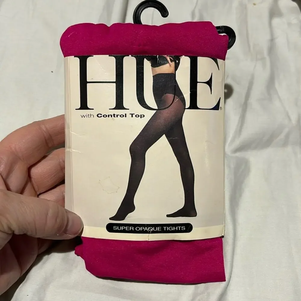 Hue super opaque hot pink control top tights 100-150lbs 5’-5’8” nwt